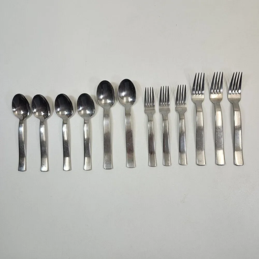 Splendide Emilia Flatware Set 12 Piece Stainless Steel 18/8 MCM Forks Spoons